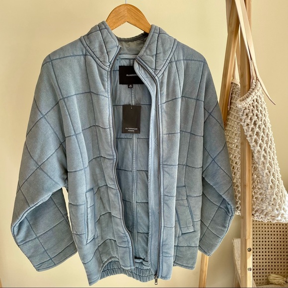 ✨SOLD✨ Glassons Quilted Dolman Zip Up Jacket Dusty Blue - Picture 3 of 6